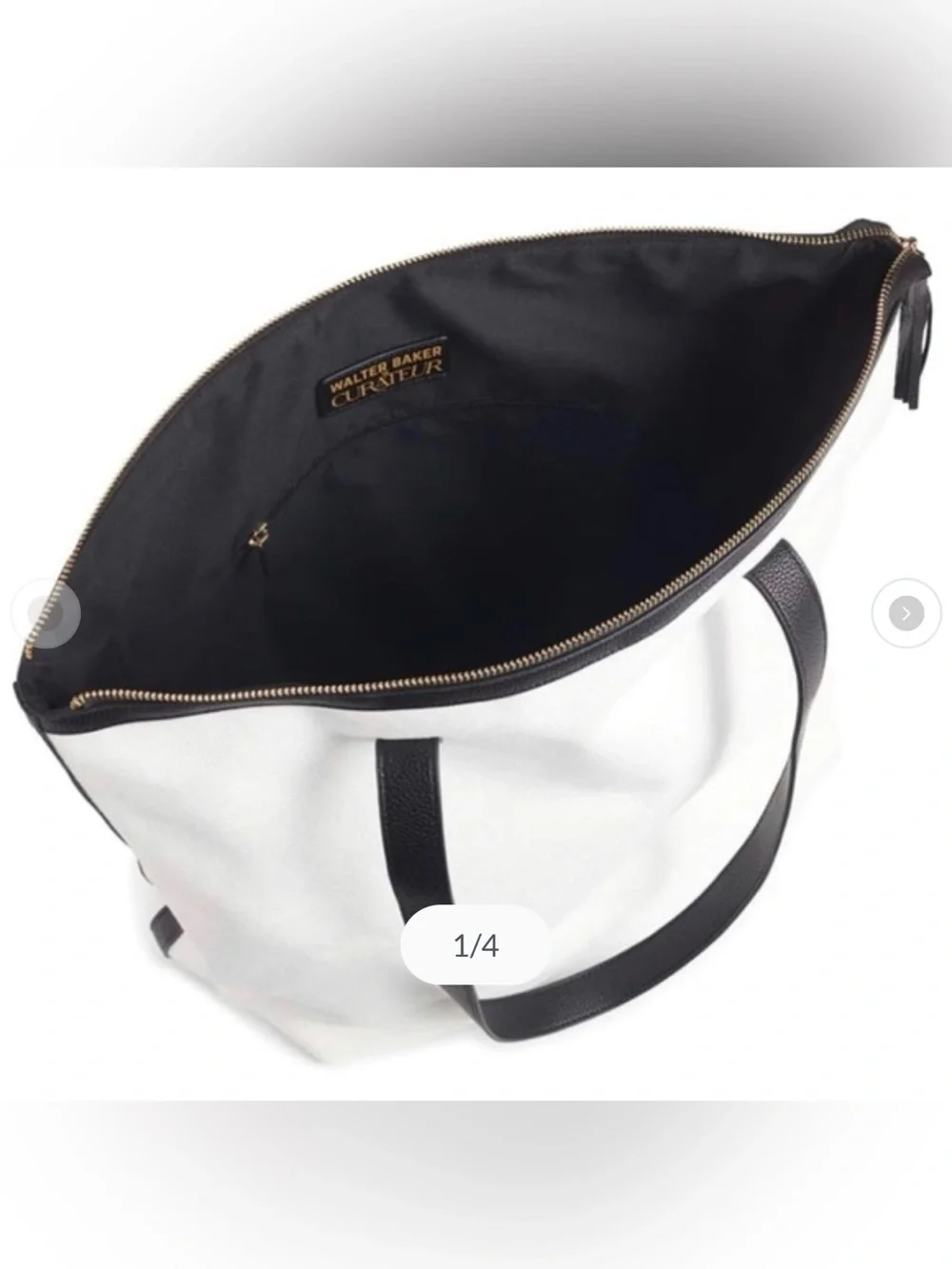 Walter Baker Carly Bag Classic White Tote Bag with Black Trim